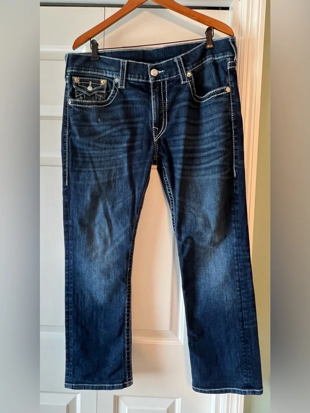 True Religion World Tour Men's Straight Big T Jeans Darken Brick Y2K 38x28 2607